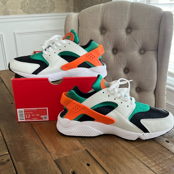 Nike Other - Men's Nike Air Huarache Miami Hurricane colors White/Safety Orange Green Size 12